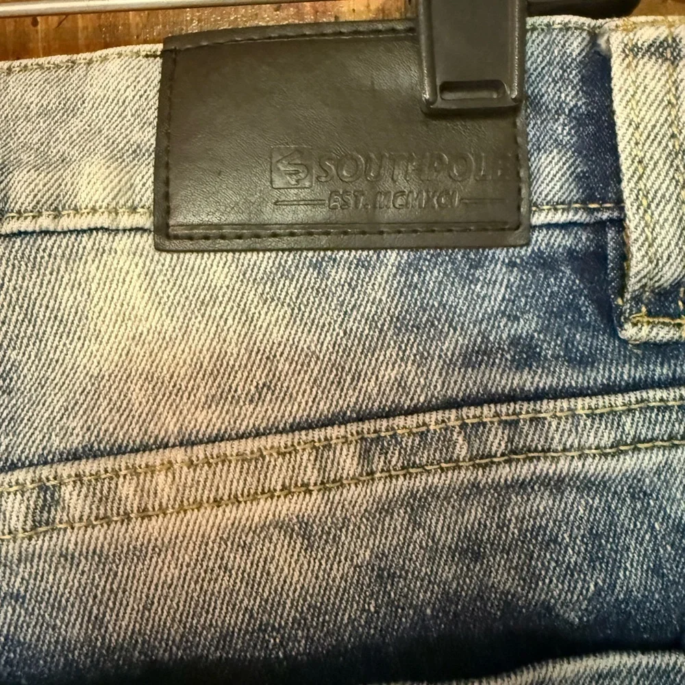 Y2K South Pole acid washed distressed skinny denim size 34x32